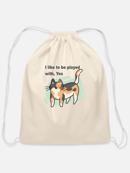 Played With Cat - Cotton Drawstring Bag - natural