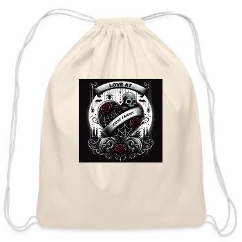 Funny Love at First Fright - Cotton Drawstring Bag - natural - Front