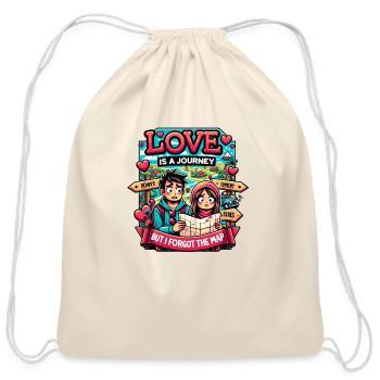 Funny Love is a Journey but I Forgot the Map - Cotton Drawstring Bag - natural - Front