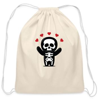 Funny love skull halloween costume - Cotton Drawstring Bag - natural - Front