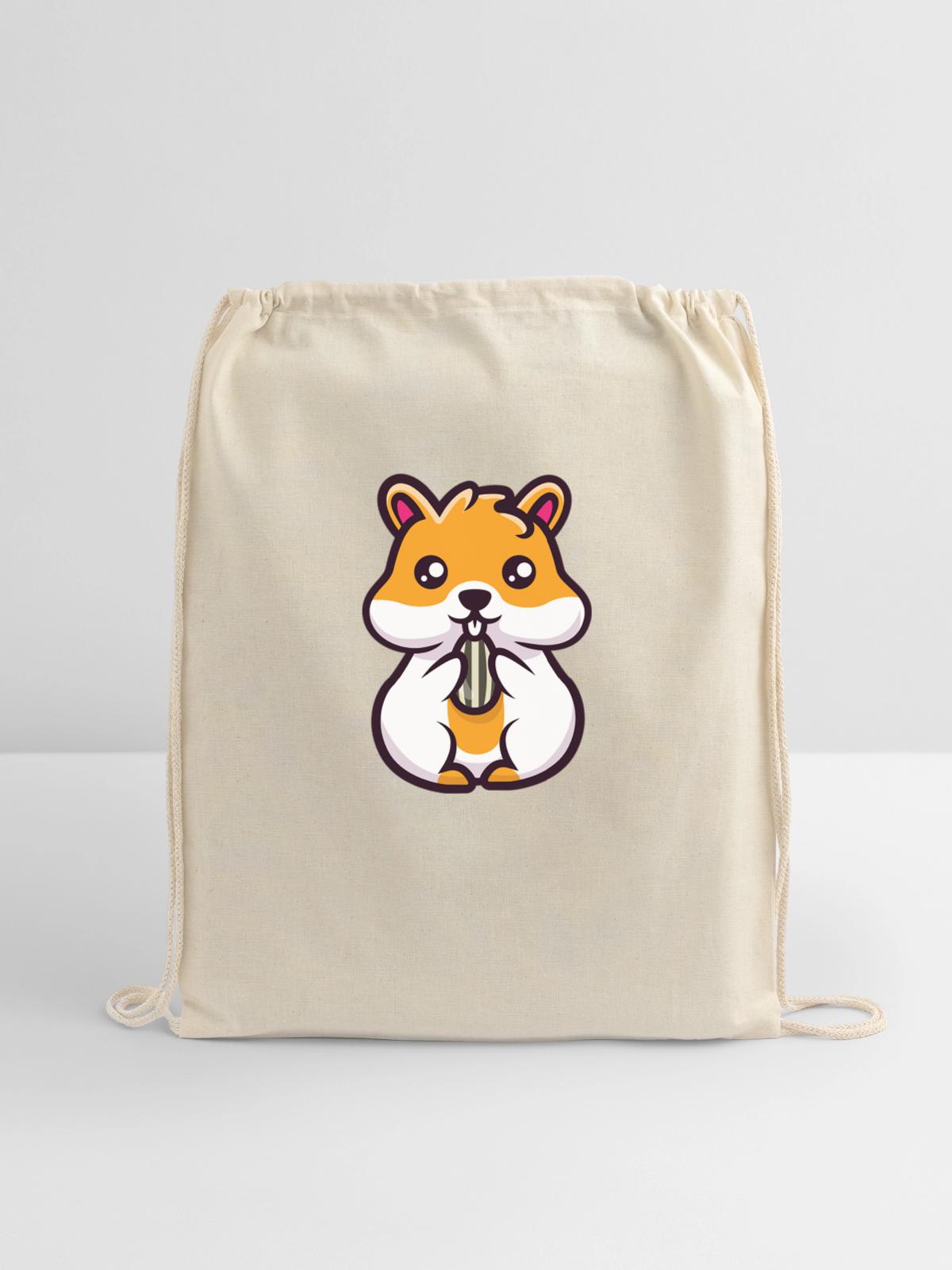 Hamster and seed - Cotton Drawstring Bag - natural - Front