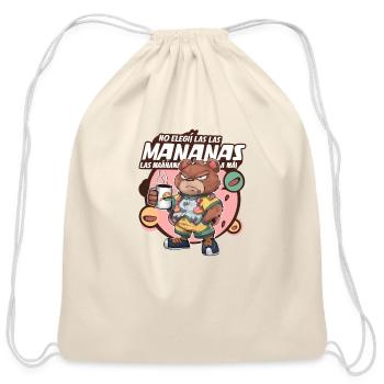 "Grumpy Bear Morning Brew" 🐻☕️ - Cotton Drawstring Bag - natural - Front