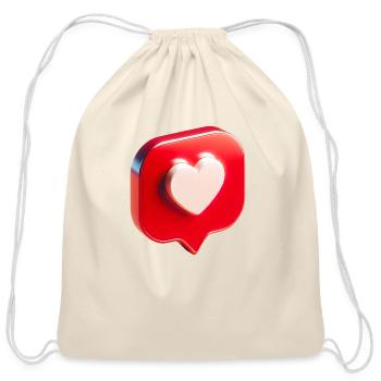 Heart - Love Message - Cotton Drawstring Bag - natural - Front