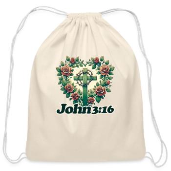 John 3:16 - Cotton Drawstring Bag - natural - Front