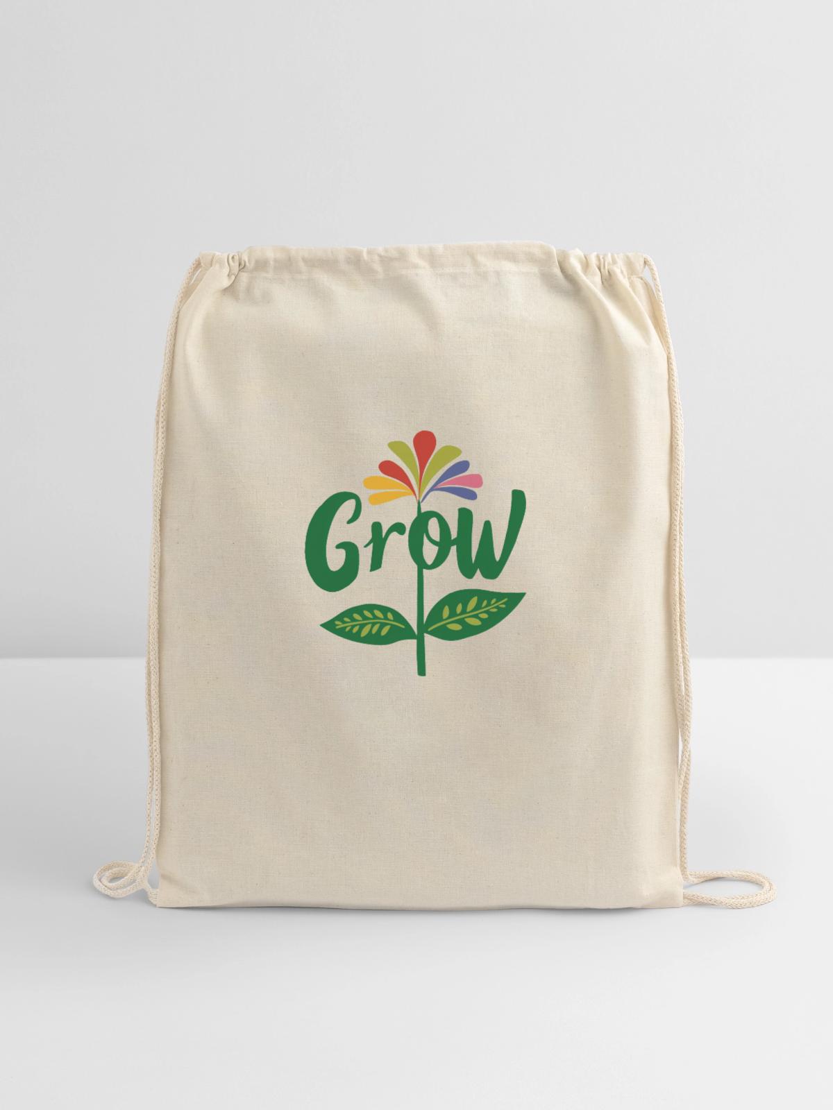 grow - Cotton Drawstring Bag - natural - Front