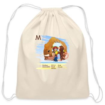 M Alphabet Monkey Mirror Mole Mouse Mask Mammonth - Cotton Drawstring Bag - natural - Front