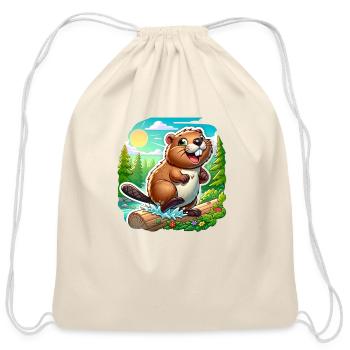 model camping 3 - Cotton Drawstring Bag - natural - Front