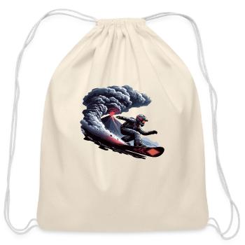 Volcano Boarder: Extreme Descent - Cotton Drawstring Bag - natural - Front