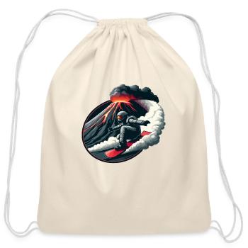 Volcanic Descent: Extreme Snowboarding - Cotton Drawstring Bag - natural - Front