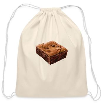 Decadent Chocolate Brownie Illustration - Cotton Drawstring Bag - natural - Front
