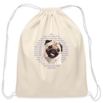 Pug Life, Low Poly Pug - Cotton Drawstring Bag - natural - Front
