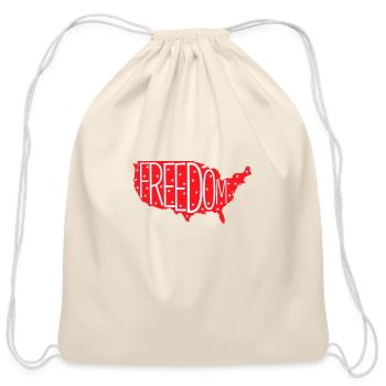 Freedom Map of the USA in Red With Stars - Cotton Drawstring Bag - natural - Front