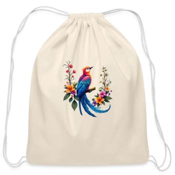 Fantastical Bird Of Paradise Painting - Cotton Drawstring Bag - natural - Front