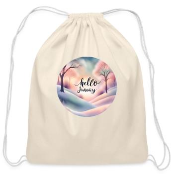 Hello January - Cotton Drawstring Bag - natural - Front