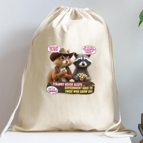 Freedom Squirrel and Raccoon - Cotton Drawstring Bag