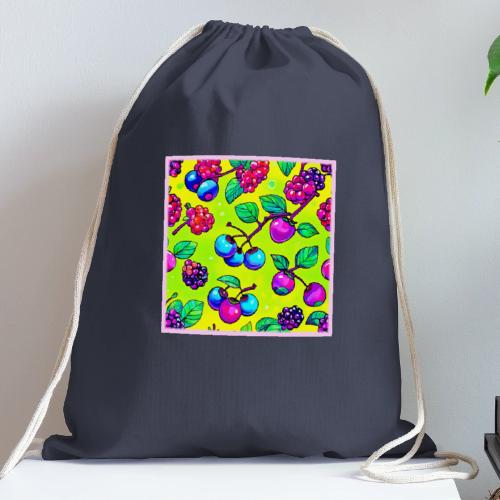 Bright Berry Fruit Pattern - Cotton Drawstring Bag