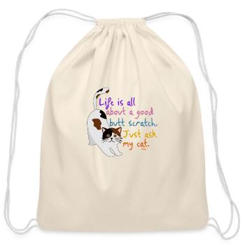 Butt Scratch Cat - Funny Sayings - Cotton Drawstring Bag - natural - Front