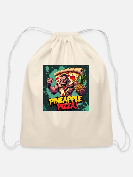 Gorilla Pineapple Pizza Hawaii lovers gift - Cotton Drawstring Bag - natural