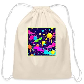 Neon Color Splash Art - Cotton Drawstring Bag - natural - Front