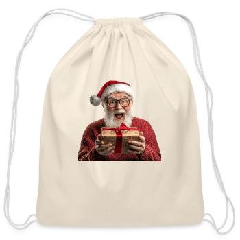 Surprised, grandpa Santa joyfully - Cotton Drawstring Bag - natural - Front
