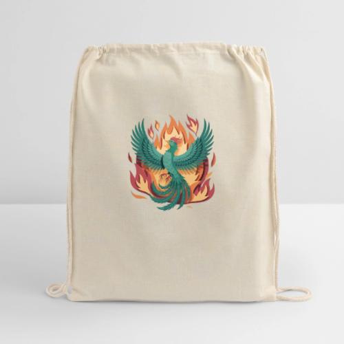 Phoenix Rising Mythical Fire Bird Fantasy Design - Cotton Drawstring Bag