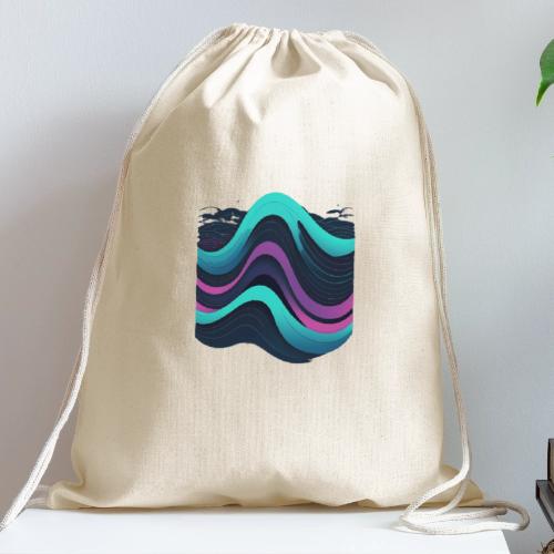 Abstract Wavy Ocean Pattern - Cotton Drawstring Bag