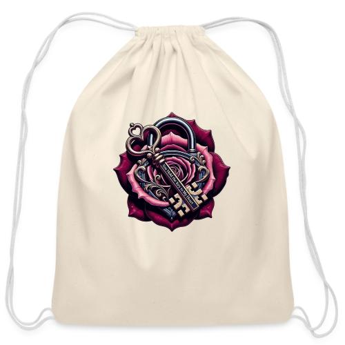 You Hold the Key to My Heart Rose Lock T-Shirt - Cotton Drawstring Bag
