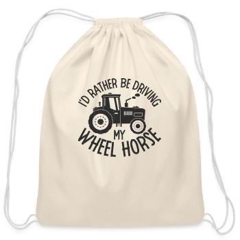 Wheel Horse Design - Cotton Drawstring Bag - natural - Front