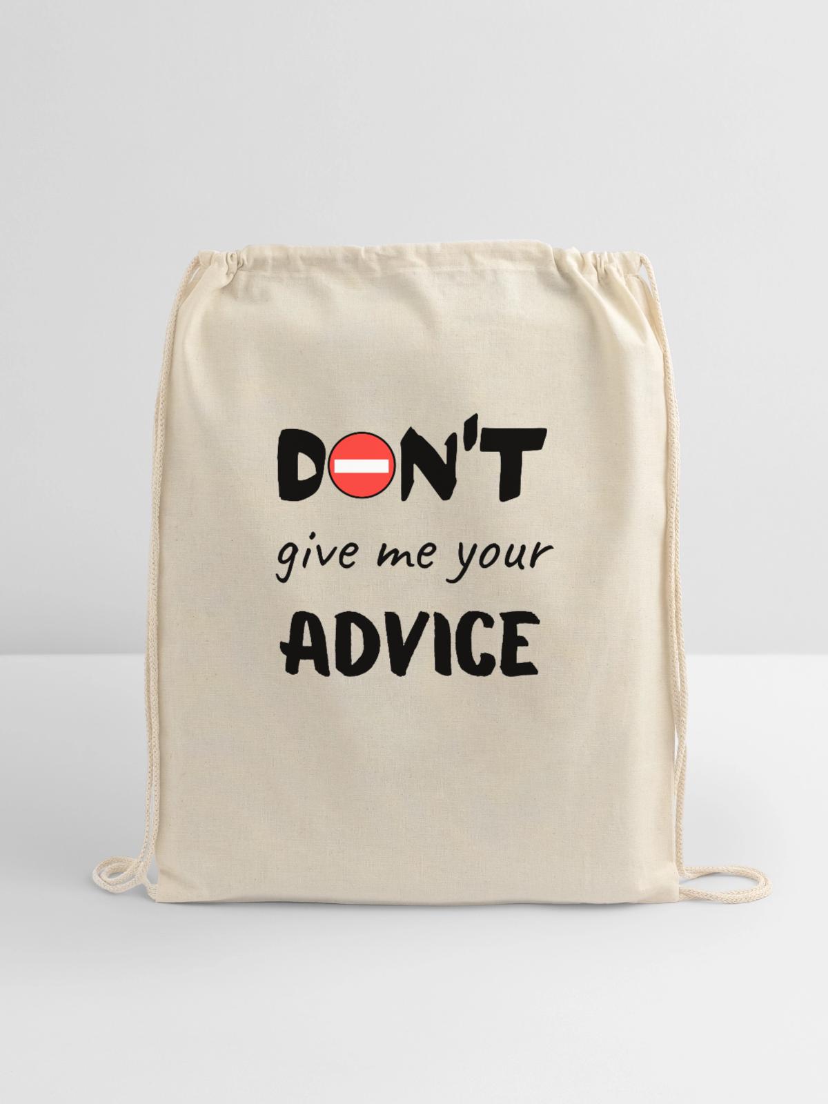 No advice gift - Cotton Drawstring Bag - natural - Front