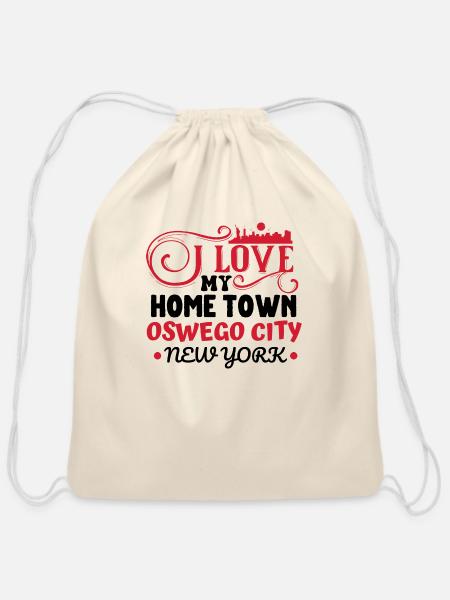 I Love Oswego City New York - Cotton Drawstring Bag - natural