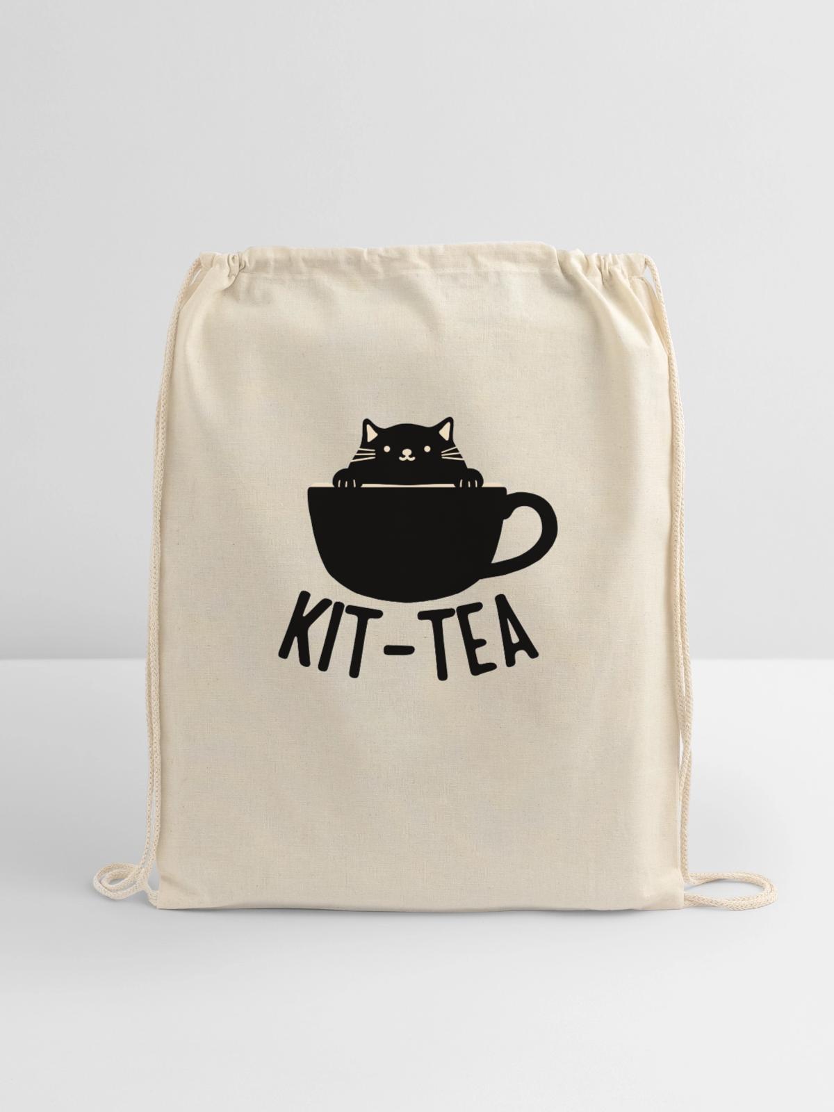Funny Cat - Cotton Drawstring Bag - natural - Front