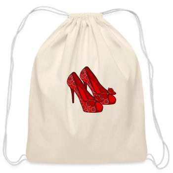 Red Shoes - Cotton Drawstring Bag - natural - Front