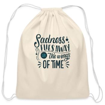 sadness flies away on the wings of time - Cotton Drawstring Bag - natural - Front