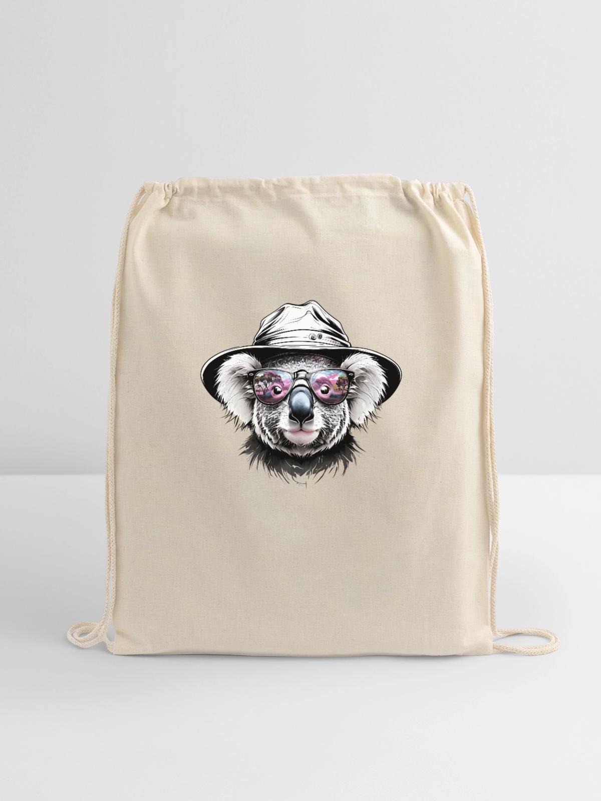 Koala Bucket Hat - Cotton Drawstring Bag - natural - Front