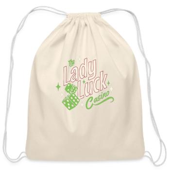 the lady luck casino - Cotton Drawstring Bag - natural - Front