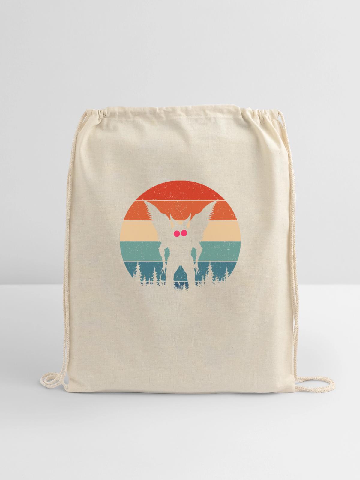 Mothman Retro - Cotton Drawstring Bag - natural - Front
