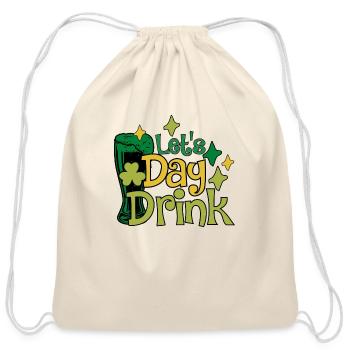 Lets Day Drink green - Cotton Drawstring Bag - natural - Front