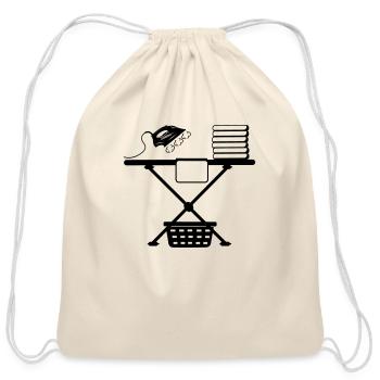 Steam iron ironing pad and laundry basket - Cotton Drawstring Bag - natural - Front