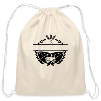 Agriculture text grain tractor - Cotton Drawstring Bag - natural - Front