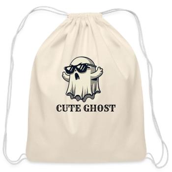 CUTE GHOST - Cotton Drawstring Bag - natural - Front