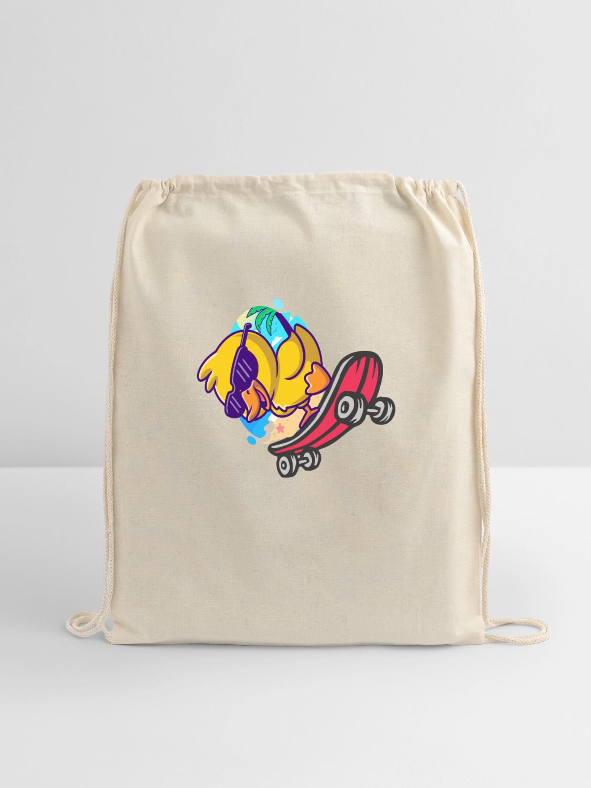 Skateboarding ducky - Cotton Drawstring Bag - natural - Front