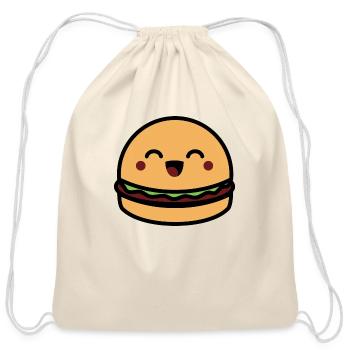Kawaii Burger Meal Idea Motif Design - Cotton Drawstring Bag - natural - Front
