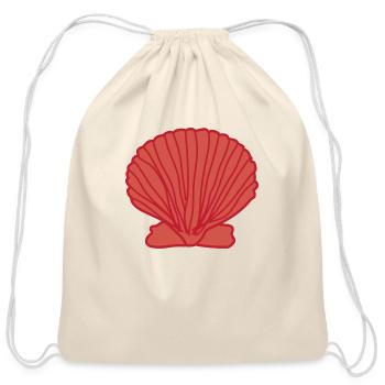 Red Seashell - Cotton Drawstring Bag - natural - Front