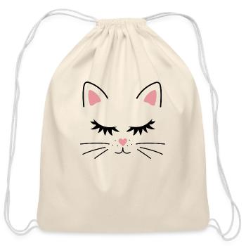 FACE CAT - Cotton Drawstring Bag - natural - Front