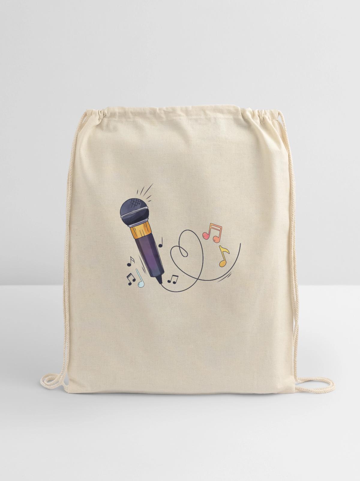 Microphone Music - Cotton Drawstring Bag - natural - Front