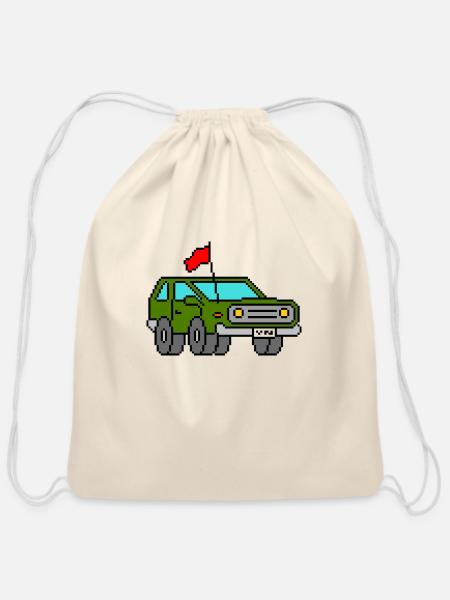 Car - Cotton Drawstring Bag - natural