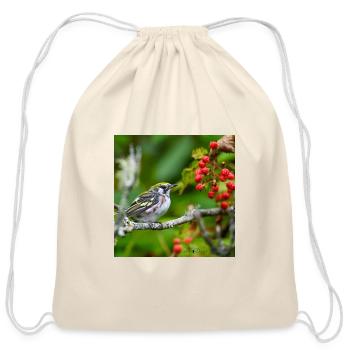 Chestnut-sided Warbler - Cotton Drawstring Bag - natural - Front