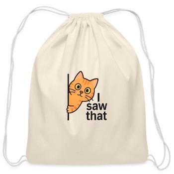 I Saw That Orange Tabby Cat - Cotton Drawstring Bag - natural - Front