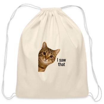 I Saw That Orange Cat - Cotton Drawstring Bag - natural - Front