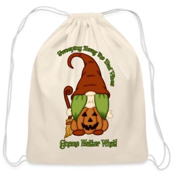 Gnome-O-Ween Pumpkin Witch Pun - Cotton Drawstring Bag - natural - Front